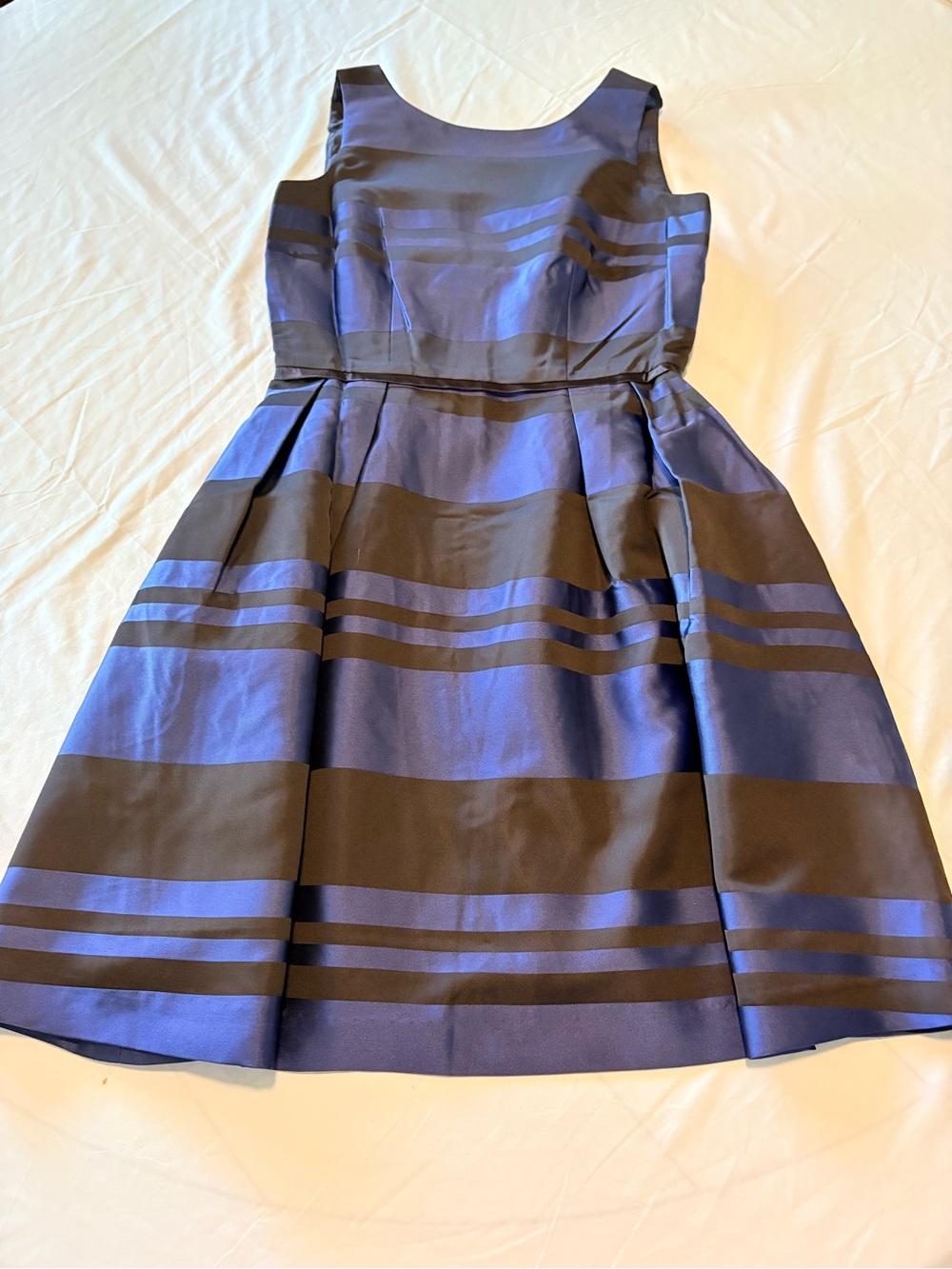 Southern Tide Blue and Black Striped Fit & Flare Midi Dress